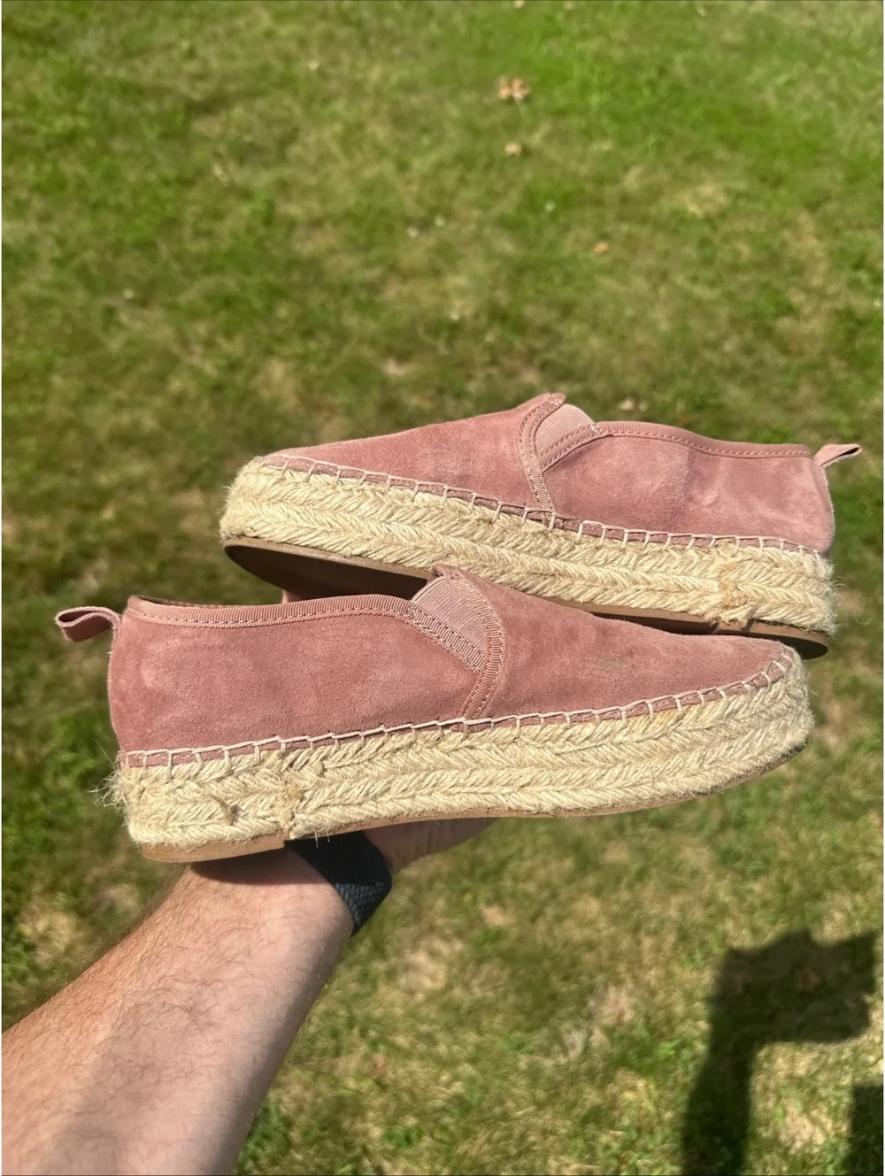 Sam Edelman Platform Espadrille Flats Pink Suede Womens 7M